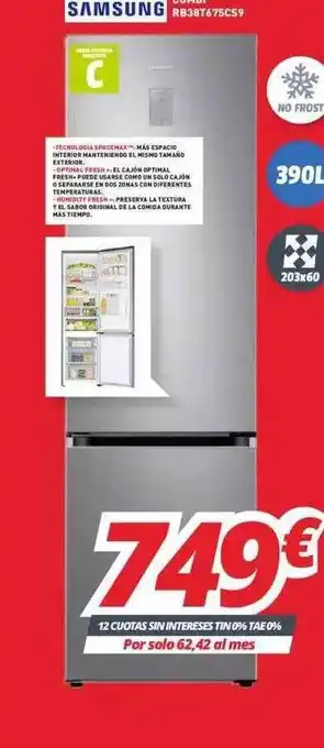 Mi electro Samsung Combi RB38T675CS9 390L oferta
