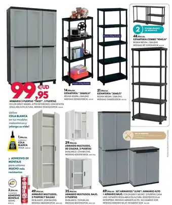 BricoCentro "Twist" Armario 3 Puertas ∕ Cola Blanca ∕ Adhesivo Montaje ∕ Estantería "3060∕5" ∕ Armario Multiusos, De Colgar, 2 Puertas ∕ oferta