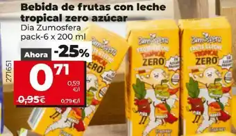 Dia Bebidas de frutas con leche tropical zero azúcar dia oferta