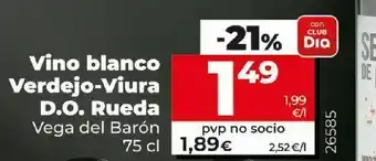 Dia Vino blanco vega de baron oferta