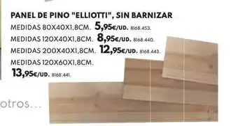 BricoCentro "Elliotti" Panel De Pino, Sin Barnizar 80x40x1.8cm oferta