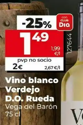 Vino blanco verdejo vega del barón