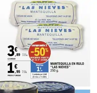 E.Leclerc MANTEQUILLA EN RULO "LAS NIEVES oferta