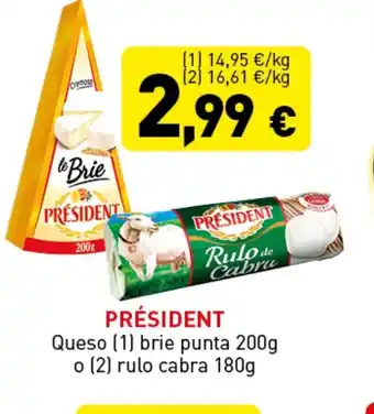Hiperber PRÉSIDENT Queso brie punta 200g oferta