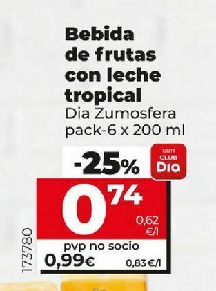 Dia Zumo con leche oferta