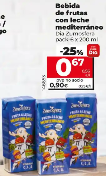 Dia Bebida de frutas con leche mediterráneo / tropical / caribe Dia Zumosfera pack-6 x 200 ml oferta