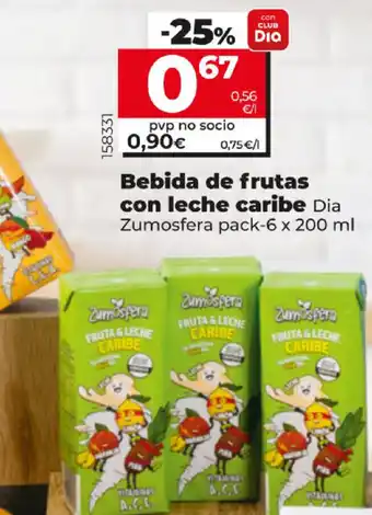 Dia Bebida de frutas con leche caribe Dia Zumosfera pack - 6 x 200 ml oferta