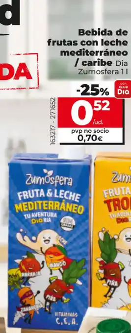 Dia Bebida de frutas con leche mediterráneo / caribe Dia Zumosfera 1 L oferta
