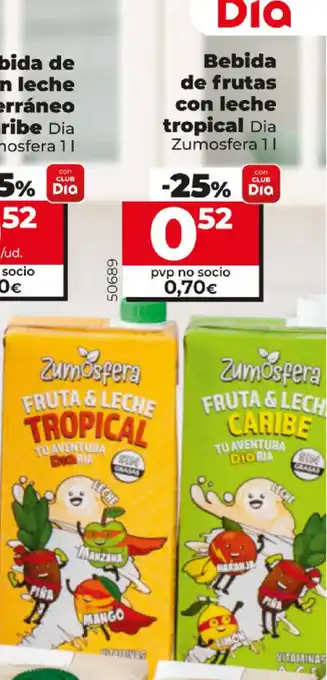 Dia Dia Bebida de frutas con leche tropical Dia Zumosfera 1 L oferta