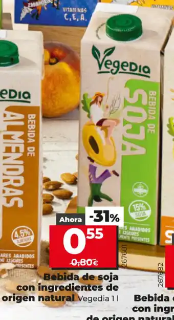 Dia Bebida de soja con ingredientes de origen natural Vegedia 1 L oferta