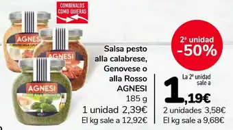 Carrefour Salsa pesto alla calabrese, genovese o alla rosso agnesi oferta