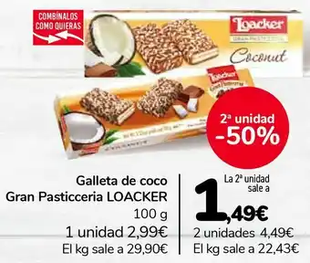 Carrefour Galleta de coco gran pasticceria loacker oferta