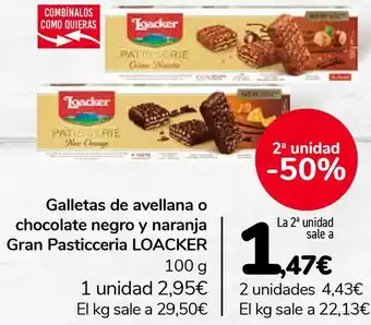 Carrefour Galletas de avellana o chocolate negro y naranja gran pasticceria loacker oferta