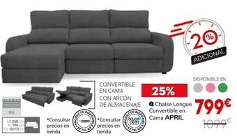 Conforama Chaise longue convertible en cama oferta