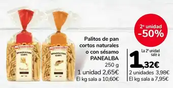Carrefour Palitos de pan cortos naturales o con sésamo panealba oferta