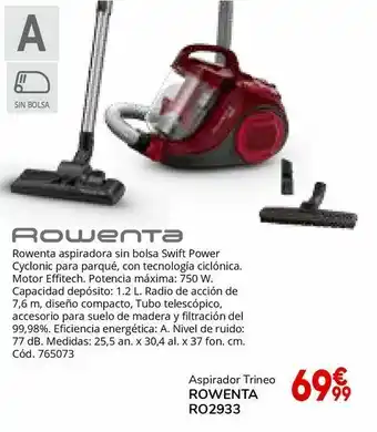 Conforama Rowenta aspiradora sin bolsa swift power cyclonic para parqué oferta