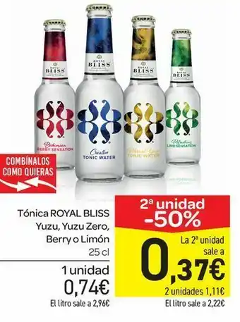 Covap Tónica royal bliss yuzu, yuzu zero, berry o limón 25 cl oferta