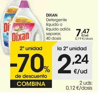 Eroski Dixan detergente líquido o líquido adiós separar oferta