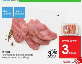 Eroski Eroski pechuga de pavo marinada fileteada extrafina oferta