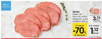 Eroski Eroski filetes de lomo de cerdo adobado corte extrafino oferta