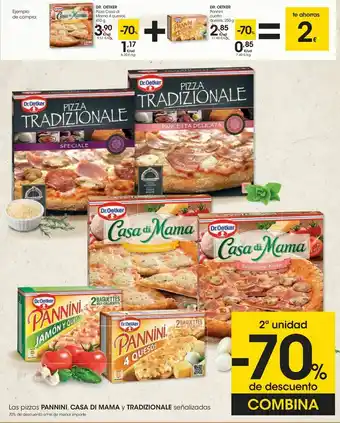 Eroski Las pizzas pannini, casa di mama y tradizionale señalizadas oferta