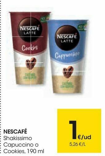 Eroski Nescafé shakissimo capuccino o cookies oferta