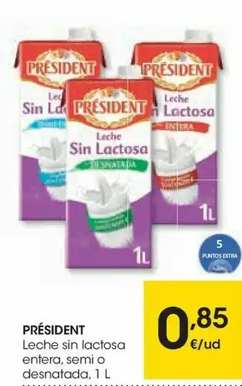Eroski Président leche sin lactosa entera, semi o desnatada oferta