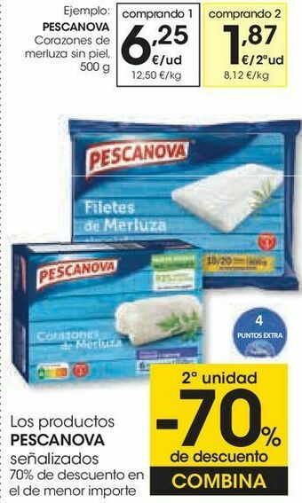 Eroski Pescanova corazones de merluza sin piel oferta