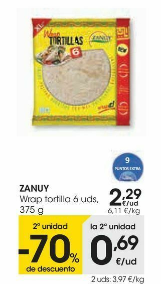 Eroski Zanuy wrap tortilla oferta