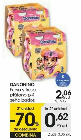 Eroski Danonino fresa y fresa plátano oferta