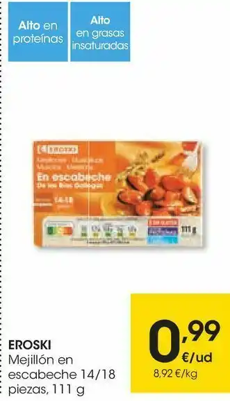 Eroski Eroski mejillón en escabeche oferta
