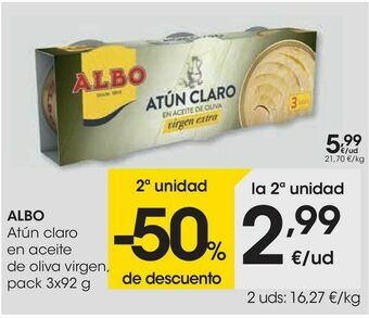 Eroski Albo atún claro en aceite de oliva virgen oferta