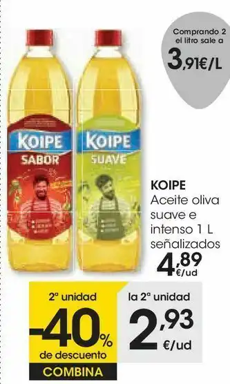 Eroski Koipe aceite oliva suave e intenso señalizados oferta