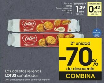 Eroski Lotus galleta rellena de chocolate oferta