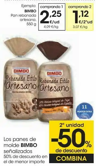 Eroski Los panes de molde bimbo señalizados oferta