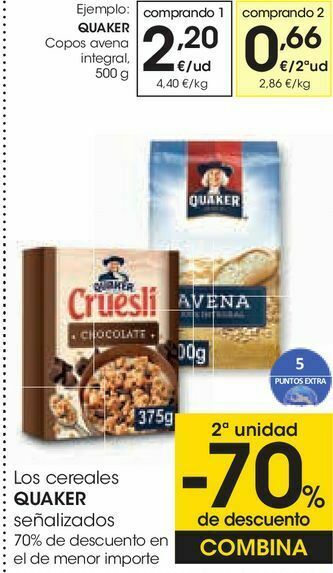 Eroski Los cereales quaker señalizados oferta