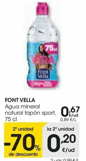 Eroski Font vella agua mineral natural tapón sport oferta