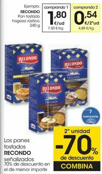 Eroski Recondo pan tostado hogaza rústico oferta