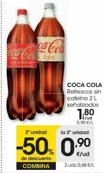 Eroski Coca cola refresco sin cafeína oferta