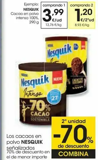 Eroski Nesquik cacao en polvo intenso 100% oferta