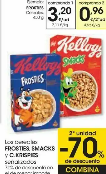 Eroski Los cereales froisties, smacks y c.krispies oferta