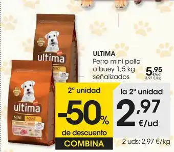 Eroski Ultima perro mini pollo o buey señalizados oferta