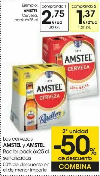 Eroski Las cervezas amstel y amstel radler oferta