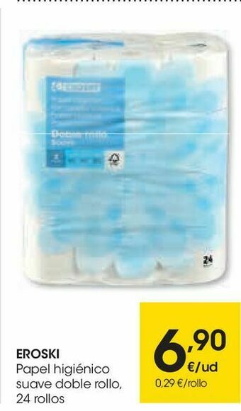 Eroski Eroski papel higiénico suave doble rollo oferta