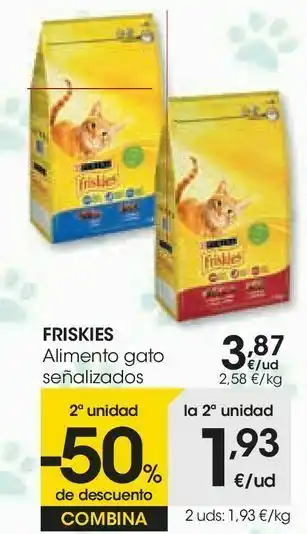 Eroski Friskies alimento gato señalizados oferta