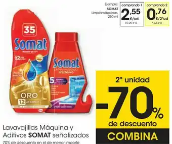 Eroski Lavavajillas máquina y aditivos somat señalizados oferta