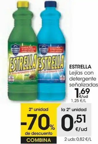 Eroski Estrella lejías con detergente señalizados oferta