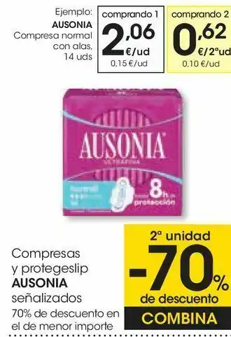 Eroski Compresas y protegeslip ausonia oferta