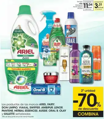 Los productos de las marcas ariel, fairy, don limpio, viakal, swiffer, ambipur, lenor, pantene, herbal essences, aussie, oral