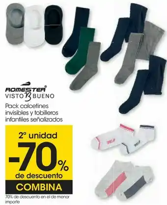 Eroski Romester visto bueno pack calcetines invisibles y tobilleros infantiles señalizados oferta